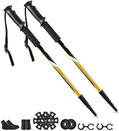 Sandure Trekking & Hiking Poles, 2 Packs Anti-Shock Hiking Stick Adjustable with Rubber Tips Set Ultralight Durable Aluminum for Outdoor Climbing/Camping / Mountaineering/Walking