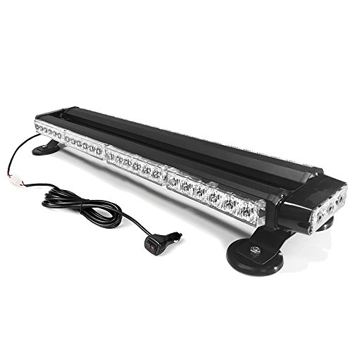 FOXCID White 26" 54 LED Emergency Warning Security Roof Top Flash Strobe Light Bar with Magnetic Base, for Plow or Tow Truck Construction Vehicle - Thumbnail 2