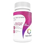 NutraBlast Hair, Skin & Nails Advanced Formula with Biotin, Selenium, Grape Seed, Wakame and Much More - Supports Healthy Hair, Vibrant Skin, and Strong Nails - Made in USA (60 Capsules)