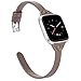 TOYOUTHS Slim Strap Compatible with Fitbit Versa/Versa 2/Versa Lite/Versa SE Bands for Women Men Thin Genuine Leather Replacement Wristbands Handmade Watch Band Accessories Taupe