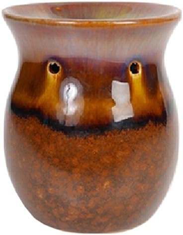 Hosley Candle Company Brown Ceramic Oil Warmer - 4.3" High. Ideal for spa and aromatherapy. Use with HOSLEY brand essential oils and fragrance oils.