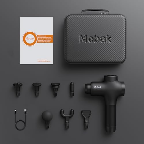 Mebak 3 Massage Gun, Massage Gun Deep Tissue for Athletes, Professional Muscle Percussion Massager Gun for Shoulder Leg Back Body Pain Relief, Quiet Portable Sport Massager, Gifts for Him