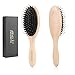 Boar Bristle Hair Brush-Oval Cushion Hairbrush with Natural Wooden Handle Best for Styling, Smoothing, Detangling Thick,Thin,Straight,Curly,Wavy,Dry or Damaged Hair to Women,Men,Kids,Giftbox Included