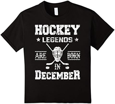 Kids Hockey Legends Are Born In December Birthday Gift T-shirt 8 Black