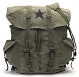 Olive Drab - Classic Army Style Backpack w/Black Star Emblem