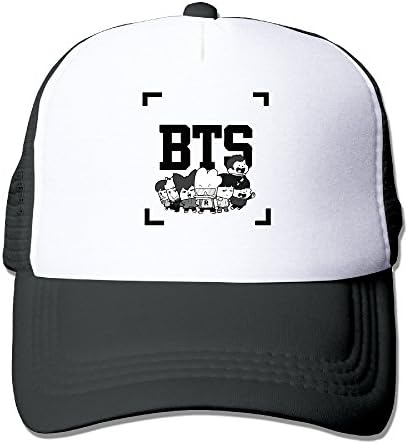 BTS Hip Hop Kpop Hat Two Tone Trucker Adjustable Black One Size For Adult