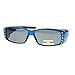 Womens Polarized Fit Over Glasses Sunglasses Rhinestones Rectangle Blue