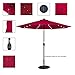 Sundale Outdoor Solar Powered 32 LED Lighted Patio Umbrella Table Market Umbrella with Crank and Push Button Tilt for Garden, Deck, Backyard, Pool, 8 Steel Ribs, 9 Feet, Red