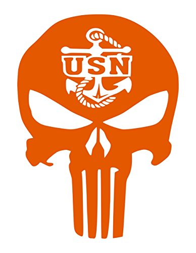 UR Impressions IOrn U.S. Navy Anchor Scourge Skull Decal Vinyl Sticker Graphics for Cars Trucks SUV Vans Walls Windows Laptop|Intense Orange|5.5 X 4.2 inch|URI333-IO