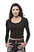 Hollywood Star Fashion Women's Long Sleeve Scoop Neck Crop Top (Large, Black)