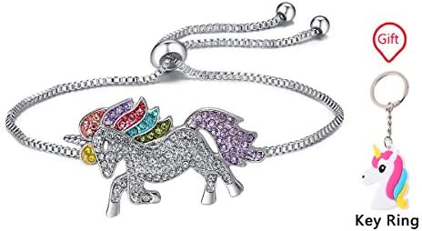 Sadiriya 2019 Unicorn Necklace Rhinestone Rainbow Unicorn Necklace for Girls and Kids