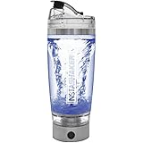 Electric Protein Shaker Bottle / Blender Bottle 20 oz / 600 ml. USB Rechargeable Mixer Cup with Bonus Powder Storage Compartment and Gift Box