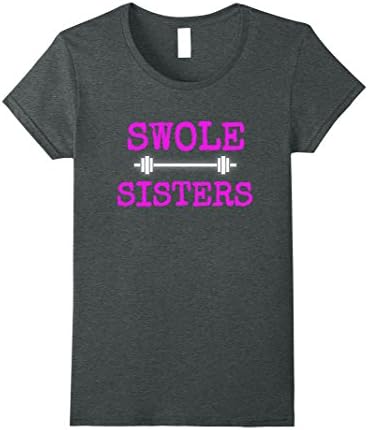 Womens Swole Sisters Fitness Shirt XL Dark Heather