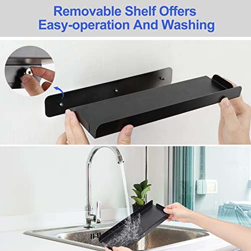 HOUSE AGAIN 2 Packs Spice Rack Wall Mounts Hanging Spice Rack Space-saving Seasoning Organizer and Storage for Kitchen Cabinet Pantry Cupboard Closet Bathroom Balcony Bedroom,11.6″x3.3″x1″, Black