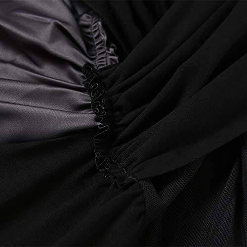 Kcibyvx Dames herfstjurk lange mouwen schoudervrij bodycon mini-jurk sexy H-out gothic jurk met V-hals gestapelde… - Image 3