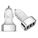 Volmate® 6.6A / 33W Portable Travel Charger Rapid 3 USB Ports Car Charger With Smart Sharing IC For iPhone 6 5 5S 5C 4 4S, iPad 4 3 2, iPad mini, iPad air, iPad Mini Retina, iPad touch, iPod Nano; Samsung Galaxy S5, S4, S3, S2, Note 4 3, 2, Tab S 4, 3, 2 7.0 8.0 10.1; The All New HTC One M8 M7 M4, Mini 2; LG Optimus G3 G2, Flex, G2 Mini, G Pro 2, G Pad 7.0 8.0 8.3 10.1; Google Nexus 5 4 7 8 FHD 2; Motorola Droid Rarz Maxx; Nokia; Kindle Fire HD, PSP Other Android Smartphone/Tablets Apple MFI Certified (White+Silver)