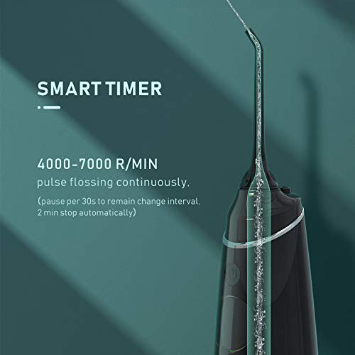Liberex Cordless Water Flosser for Teeth - Portable USB Rechargeable 4 Floss Modes Oral Irrigator with OLED Display, Waterproof Dental Cleaner Pick for Braces, Travel, 5 Jet Nozzles