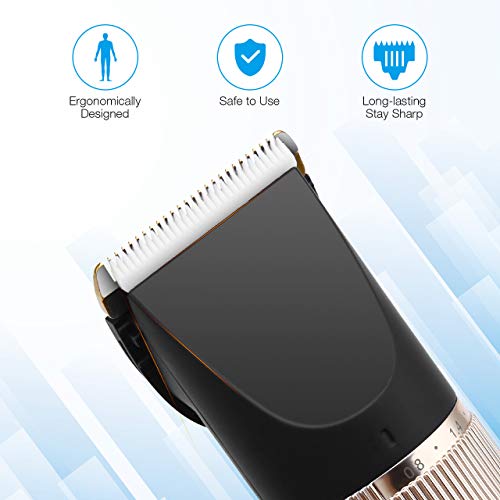 Powerextra Hair Clipper & Cordless Beard Trimmer for Men with 7 Combs Brush and Thinner Included, USB Rechargeable with LED Display