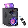 Portable Bluetooth Speakers with Light, Wireless Big Speakers with Subwoofer, FM Radio, LED Lights, EQ, Booming Bass…
