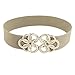 Allegra K Lady Gold Tone Metal Interlock Buckle Khaki Elastic Waist Belt Band