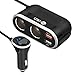 Car Socket Splitter, Te-Rich 96W 2-Way Auto Cigarette Lighter Splitter Power Adapter 12V/24V DC Outlet Extender 5.4A (Quick Charge 3.0 + 2.4A) Dual USB Charger for iPhones and Samsung Galaxy