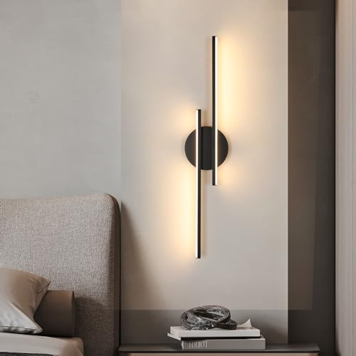 Riserva Indoor Wall Light, 24 W Modern Lamp, Long LED Black Wall Lamp, Wall Lamp for Bedroom, Stairs, Hallway, Living Room, 3000 K Warm White