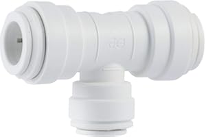 John Guest Speedfit 3/8 Inch x 3/8 Inch x 1/4 Inch OD Reducing Tee, Push to Connect Plastic Plumbing Fitting, PP30121208WP