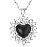 SHINYKEND Sterling Silver Black Heart Necklace for Women, Black Onyx Heart Pendant Necklace S925 CZ Heart Pendant Jewelry Gifts Mothers Day Birthday Valentine's Day Anniversary for Her She Girlfriend