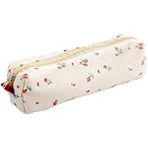 Qintreesify Pink Floral Styl Pencil Bag, Pencil Case, Pen Holder Coin Pouch, Cute Simple Pen Bag, Stationery Organizer Multifunction Makeup Storage Bag, Pen, Pencil and Marker Cases Office Supplies