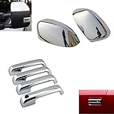 EZ Motoring Chrome Top Half Mirror Cover + 4 Door Handle Covers fit 2017-2019 Ford F250 F350 Super Duty (NOT fit F150)