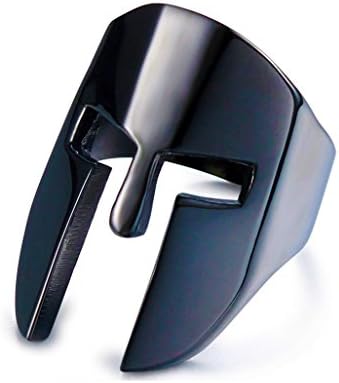 ASENER Spartan Warrior Mask Titanium Steel Ring, Personalized Men's Stainless Steel Ring, Vintage Helmet Index Finger Ring