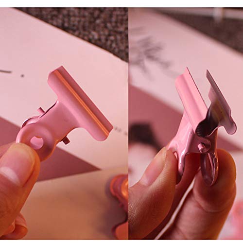 TOYMYTOY Pink Paint Paper Clips Paper Clamp Binder Clips Food Snack Sealing Iron Clip for Office School Home Use,20pcs