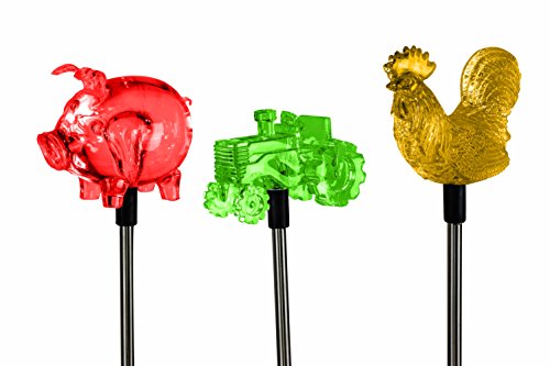 Solar Farm Pig, Tractor & Chicken Country Themed Stake Solar Lights For Garden Decoration And Flower Beds