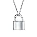 Functional Lock Pendant Charm Polished 925 Sterling Silver Engravable Necklace For Women Chain 16 Inches
