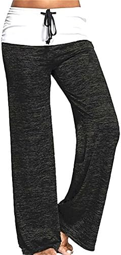 Zantt Women's High Rise Two-Tone Yoga Wide Leg Palazzo Pants Lounge Trousers Black US XS