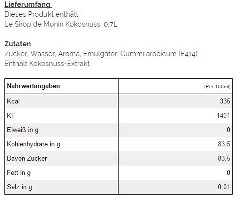 Monin Top 6 für Kaffeegetränke 0,7L (geröstete Haselnuss, Caramel, Cocos, Weisse Schokolade, Macadamia Nuss, Vanille) – Bild 4