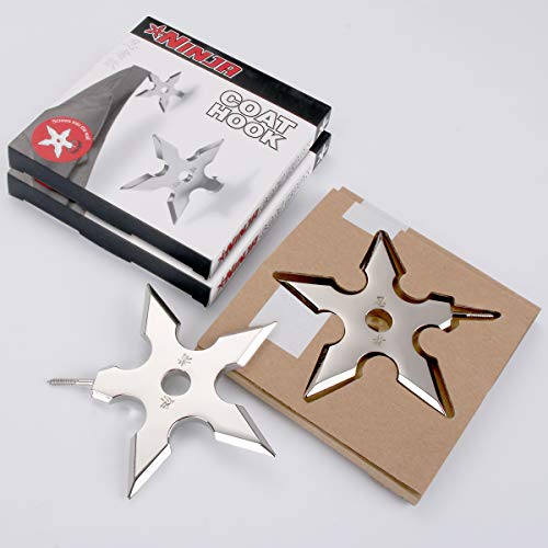 SUS304 Stainless Steel Shuriken Heavy Duty Coat Hooks Wall Mounted 35 LB Utility Hooks Heavy Hooks Dual Robe Hook Coat Hanger (Shuriken)