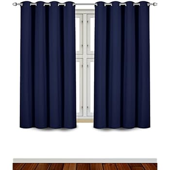 Utopia Bedding Blackout Room Darkening and Thermal Insulating Window Curtains/Panels/Drapes - 2 Panels Set - 8 Grommets per Panel - 2 Tie Backs Included (Navy, 52 x 63 Inches with Grommets)