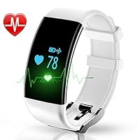 Longess Fitness Tracker, Activity Tracker Watch with Heart Rate Monitor, Waterproof IPX8 with Step Counter, Calorie Counter, Pedometer Watch, Compatible with Android iOS (White)