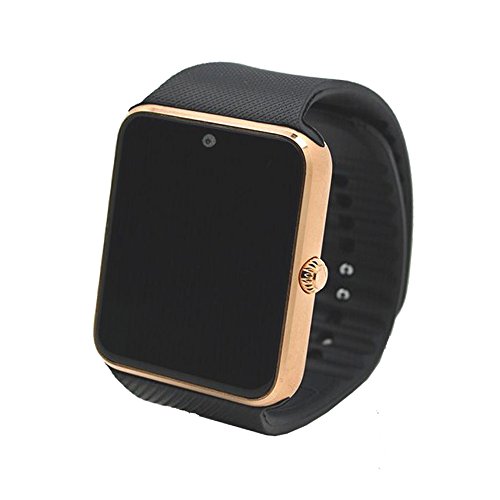 Alike C08 Men and Women Fashion Bluetooth Smart Watches Can Phone and Camera Sports Watch(gold with Black Band)