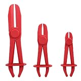 Qiilu 3pcs Line Clamps Flexible Hose Clamps Pliers,Jaw Pinch Pliers - Line Clamps for Brake Hoses, Fuel Hoses, Gas Lines, Coolant Hoses, Radiator Hoses, Most Flexible Hoses, Red