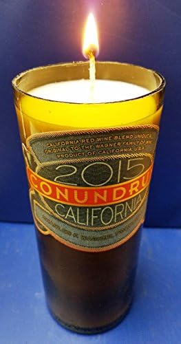 CONUNDRUM Red Recycled Wine Bottle HUGE 18 oz White Soy Wax Candle, Valentine's Red Roses Scent, Hand Poured in the USA. FREE UPGRADE TO EXPEDITED SHIPPING!