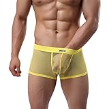 Tonsee® Sexy Men's See Through Briefs Shorts Underwear (L, Yellow)