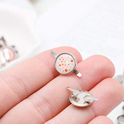 Timoo Round Paper Fasteners, 12MM Metal Brads Fasteners Mixed Colors Mini Brads for Scrapbooking Crafts DIY Paper, 100 Pcs