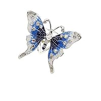 SHANGHh Butterfly Pattern Scarf Shiny Buckle Crystal Inlaid Three Rings Buckle Exquisite Elegant Scarf Jewelry Accessories fit for Wedding,Party,Prom,Business (Blue)