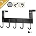 Rongyuxuan Over The Door Hook Hanger, Door Coat Hanger Organizer Rack for Clothes, Coat, Hat, Belt, Towels, Stylish Door Clothes Hanger for Bedroom, Cloakroom, Bathroom - 5 Hooks, Brushed Aluminum