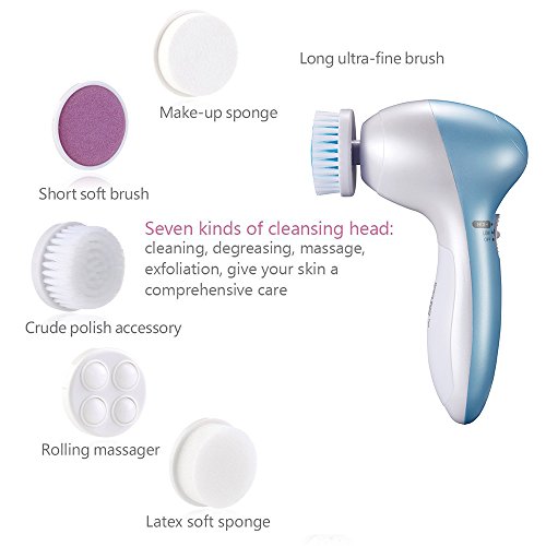 Maybuy Women 5 in 1 Electric Facial Cleansing Wash Brush Pedicure Foot Care File Tool for Remove Dead Skin Care Brush