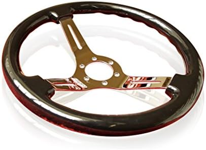 350mm Steering Wheel Black and Chrome