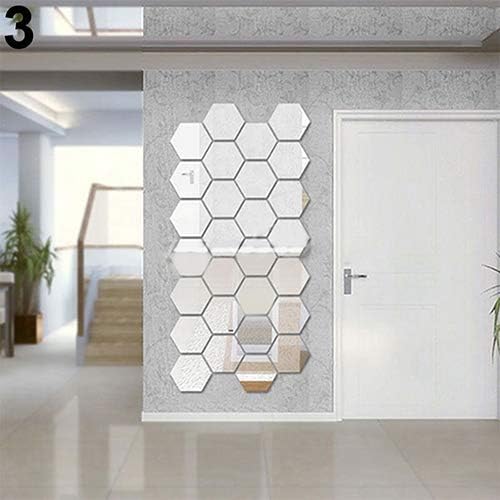 CFPacrobaticS 3D Acrylic Modern Mirror Decal Art Wall Sticker DIY Removable Mural Kids Bedroom Decoration Silver