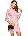 FineFolk Women's Floral Lace 3/4 Flare Bell Sleeve Cocktail Party A-Line Mini Dress
